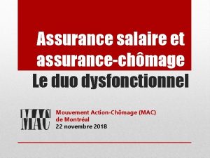 Assurance salaire et assurancechmage Le duo dysfonctionnel Mouvement