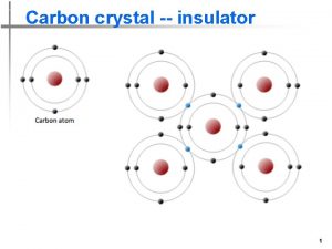 Carbon crystal insulator 1 Silicon behaves similarly 14