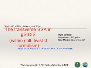 CPHI 2020 CERN February 05 2020 The transverse