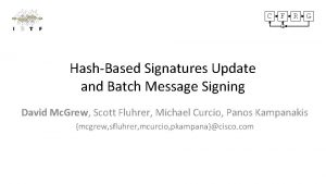 C F R G HashBased Signatures Update and