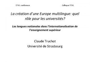 EFNIL conference Colloque FENIL La cration dune Europe