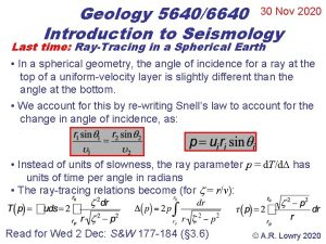 Geology 56406640 30 Nov 2020 Introduction to Seismology