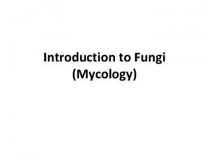Introduction to Fungi Mycology Main Characteristics of Fungi