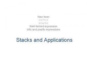 New lexer vector stacks Wellformed expression Infix and