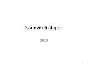 Szmviteli alapok 2018 1 A szmvitel clja A