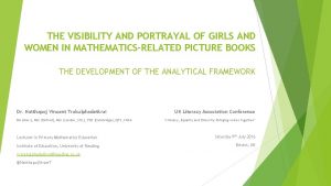 THE VISIBILITY AND PORTRAYAL OF GIRLS AND WOMEN