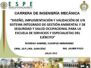 CARRERA DE INGENIERA MECNICA DISEO IMPLEMENTACIN Y VALIDACIN