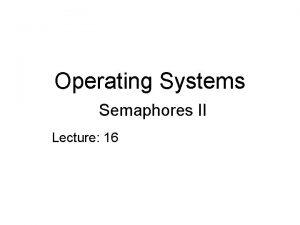 Operating Systems Semaphores II Lecture 16 ProducerConsumer Problem