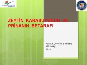 ZEYTN KARASUYUNUN VE PRNANIN BETARAFI HATAY evre ve