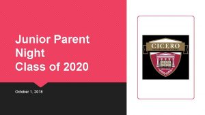 Junior Parent Night Class of 2020 October 1