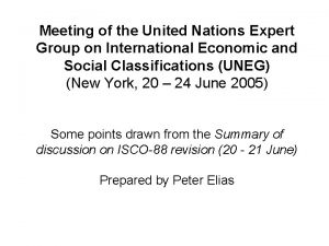 Meeting of the United Nations Expert Group on