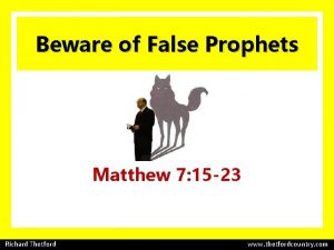 Beware of False Prophets Matthew 7 15 23