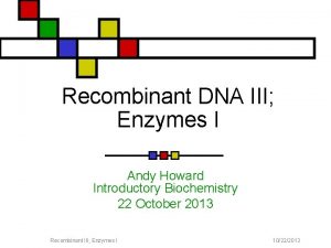 Recombinant DNA III Enzymes I Andy Howard Introductory