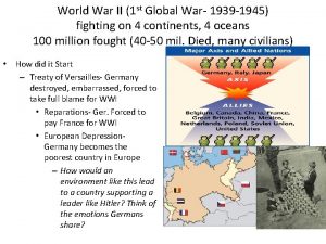 World War II 1 st Global War 1939