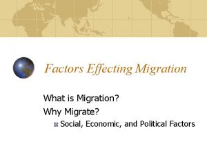 Factors Effecting Migration What is Migration Why Migrate