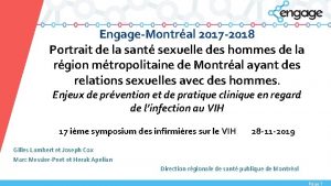 EngageMontral 2017 2018 Portrait de la sant sexuelle