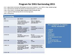 Program for DIKU Karrieredag 2015 15 15 Jrgen