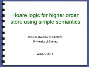 Hoare logic for higher order store using simple