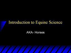 Introduction to Equine Science AKA Horses I Breeds