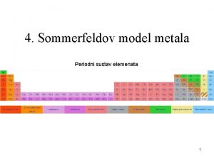 4 Sommerfeldov model metala Periodni sustav elemenata 1