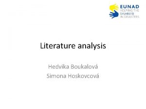 Literature analysis Hedvika Boukalov Simona Hoskovcov The terms