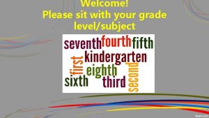 Welcome Please sit with your grade levelsubject Introductions