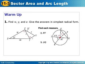 11 3 Sector Area and Arc Length Warm