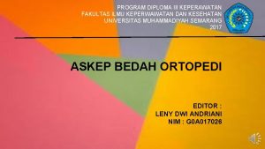 PROGRAM DIPLOMA III KEPERAWATAN FAKULTAS ILMU KEPERWAWATAN DAN