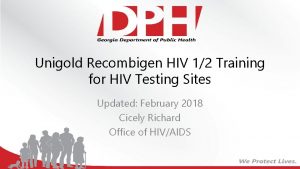 Unigold Recombigen HIV 12 Training for HIV Testing