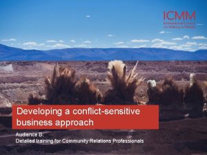 Developing a conflictsensitive business approach Audience B Detailed
