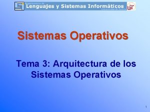 Sistemas Operativos Tema 3 Arquitectura de los Sistemas