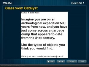 Waste Classroom Catalyst Section 1 Waste Section 1