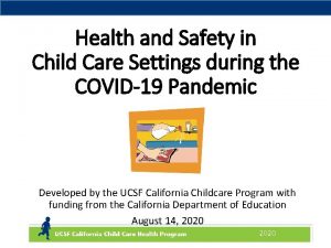 Health and Safety in Child Care Settings during