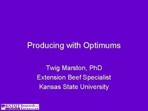 Producing with Optimums Twig Marston Ph D Extension