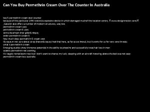 Can You Buy Permethrin Cream Over The Counter