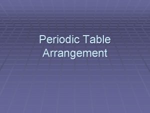 Periodic Table Arrangement Typewriter arrangement The periodic table