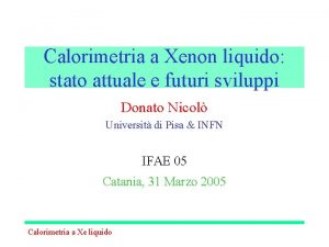 Calorimetria a Xenon liquido stato attuale e futuri