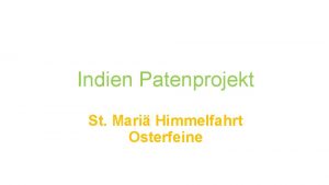 Indien Patenprojekt St Mari Himmelfahrt Osterfeine Projekttitel Grundversorgung