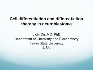 Cell differentiation and differentiation therapy in neuroblastoma Liqin