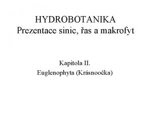 HYDROBOTANIKA Prezentace sinic as a makrofyt Kapitola II