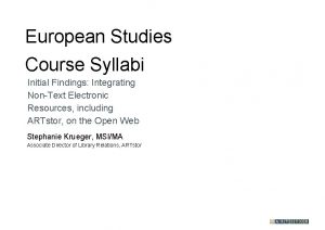 European Studies Course Syllabi Initial Findings Integrating NonText