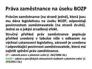 Prva zamstnance na seku BOZP Prvm zamstnance na