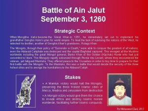 Battle of Ain Jalut September 3 1260 Strategic