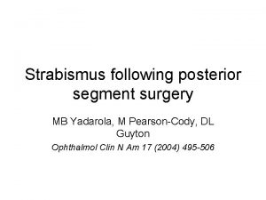 Strabismus following posterior segment surgery MB Yadarola M