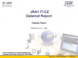 JRA 1 ITCZ Datamat Report Fabrizio Pacini Datamat