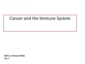 Cancer and the Immune System Immunology Refif S