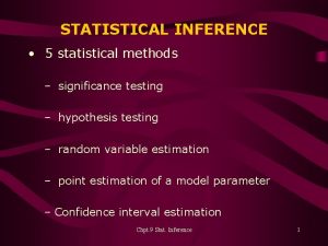 STATISTICAL INFERENCE 5 statistical methods significance testing hypothesis