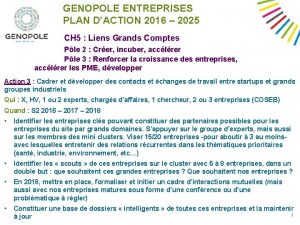 GENOPOLE ENTREPRISES PLAN DACTION 2016 2025 CH 5