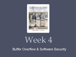 Week 4 Buffer Overflow Software Security Buffer Overflow