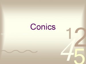 Conics Parabolas Definition a parabola is the set